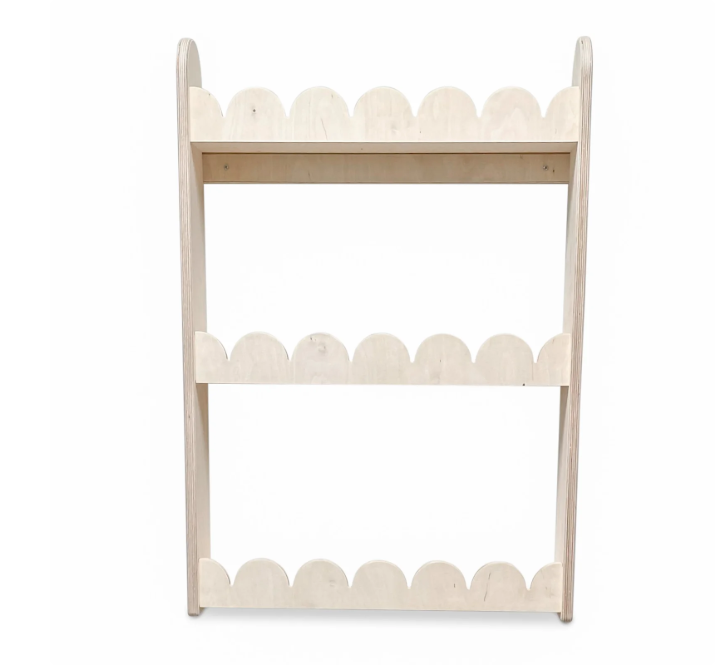 Bubble Bookshelf - 3 Tier Scalloped Shelf - Natural Timber