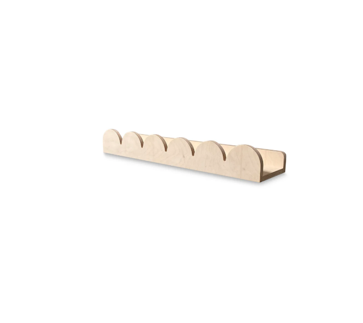 Bubble Bookshelf - 1 Tier Scalloped Shelf - Natural Timber