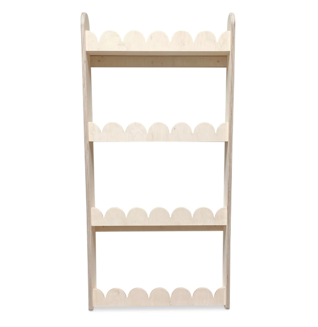 Bubble Bookshelf - 4 Tier Scalloped Shelf - Natural Timber