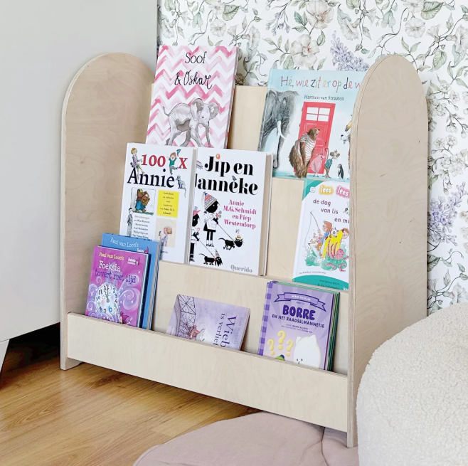 Modern Bookcase - Montessori - 3 Tier - Natural Timber
