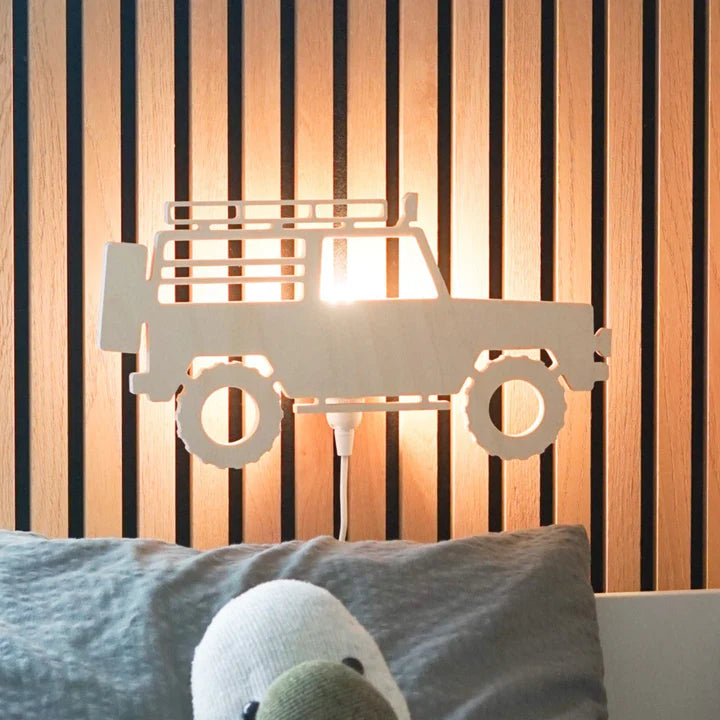 Jeep - Wooden Children's Wall Lamp- Natural Timber