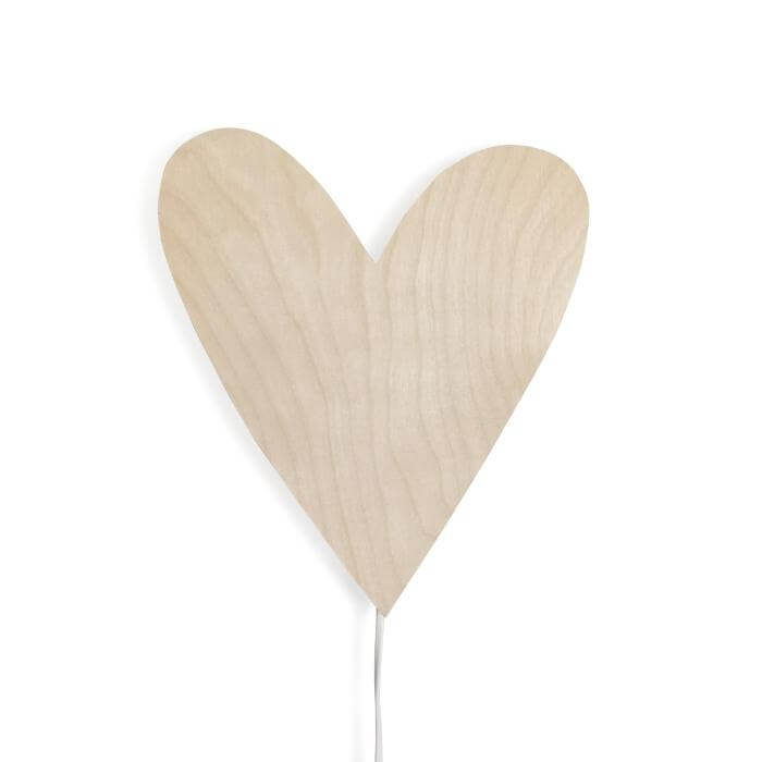 Wooden childrenβs room wall lamp | Heart - toddie.com
