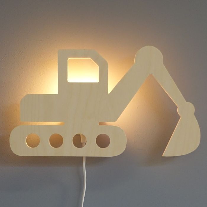 Wooden children’s room wall lamp | Excavator - toddie.com