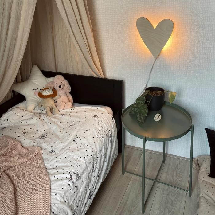 Wooden children’s room wall lamp | Heart - toddie.com