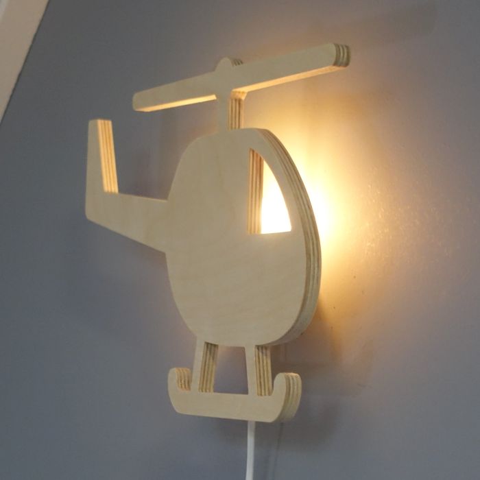 Wooden children’s room wall lamp | Helicopter - toddie.com