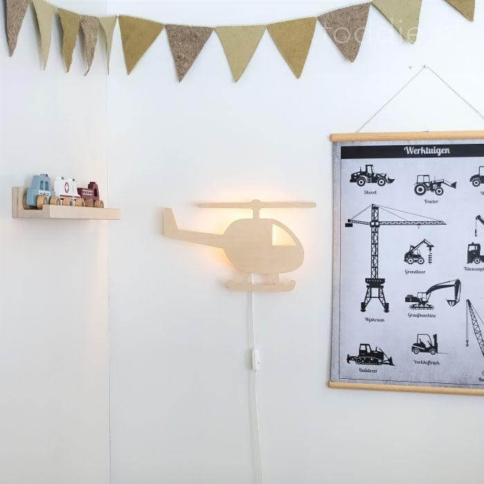 Wooden children’s room wall lamp | Helicopter - toddie.com