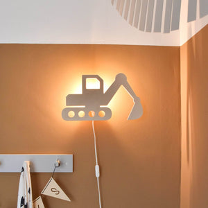 Wooden children’s room wall lamp | Excavator - toddie.com