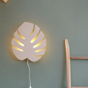 Wooden children’s room wall lamp | Monstera leaf - toddie.com