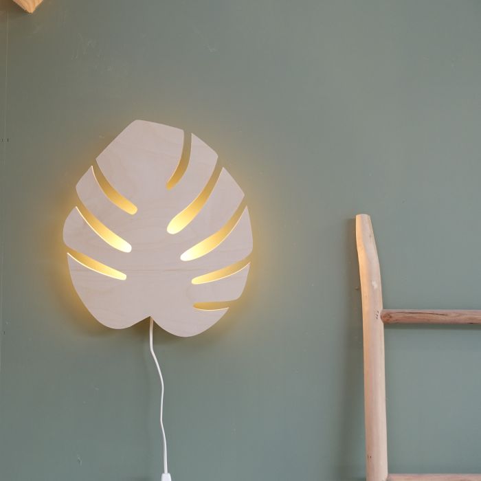 Wooden children’s room wall lamp | Monstera leaf - toddie.com