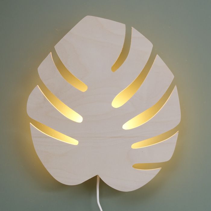 Wooden children’s room wall lamp | Monstera leaf - toddie.com