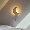 Moon - Wooden Children's Wall Lamp - Natural Timber