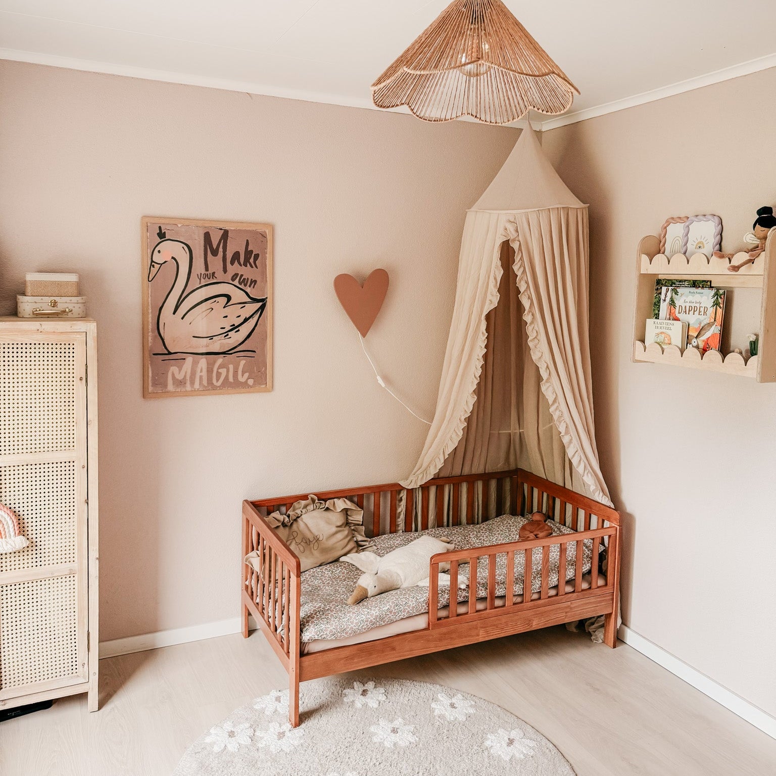 Bubble Bookshelf - 2 Tier Scalloped Shelf - Natural Timber
