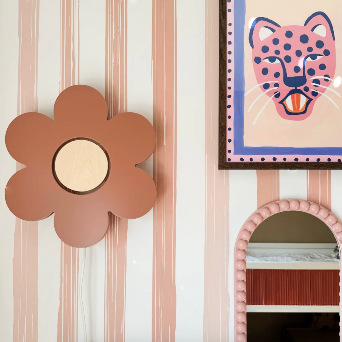 Flower - Wooden Children's Wall Lamp - Natural Timber
