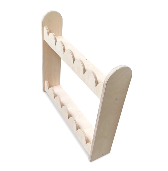 Bubble Bookshelf - 2 Tier Scalloped Shelf - Natural Timber