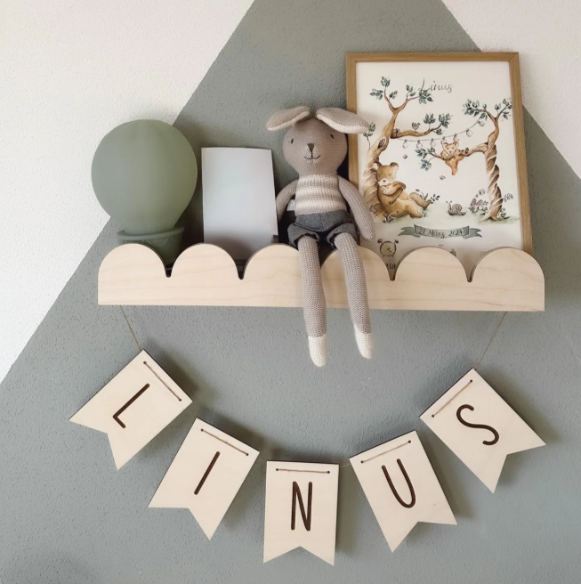 Bubble Bookshelf - 1 Tier Scalloped Shelf - Natural Timber