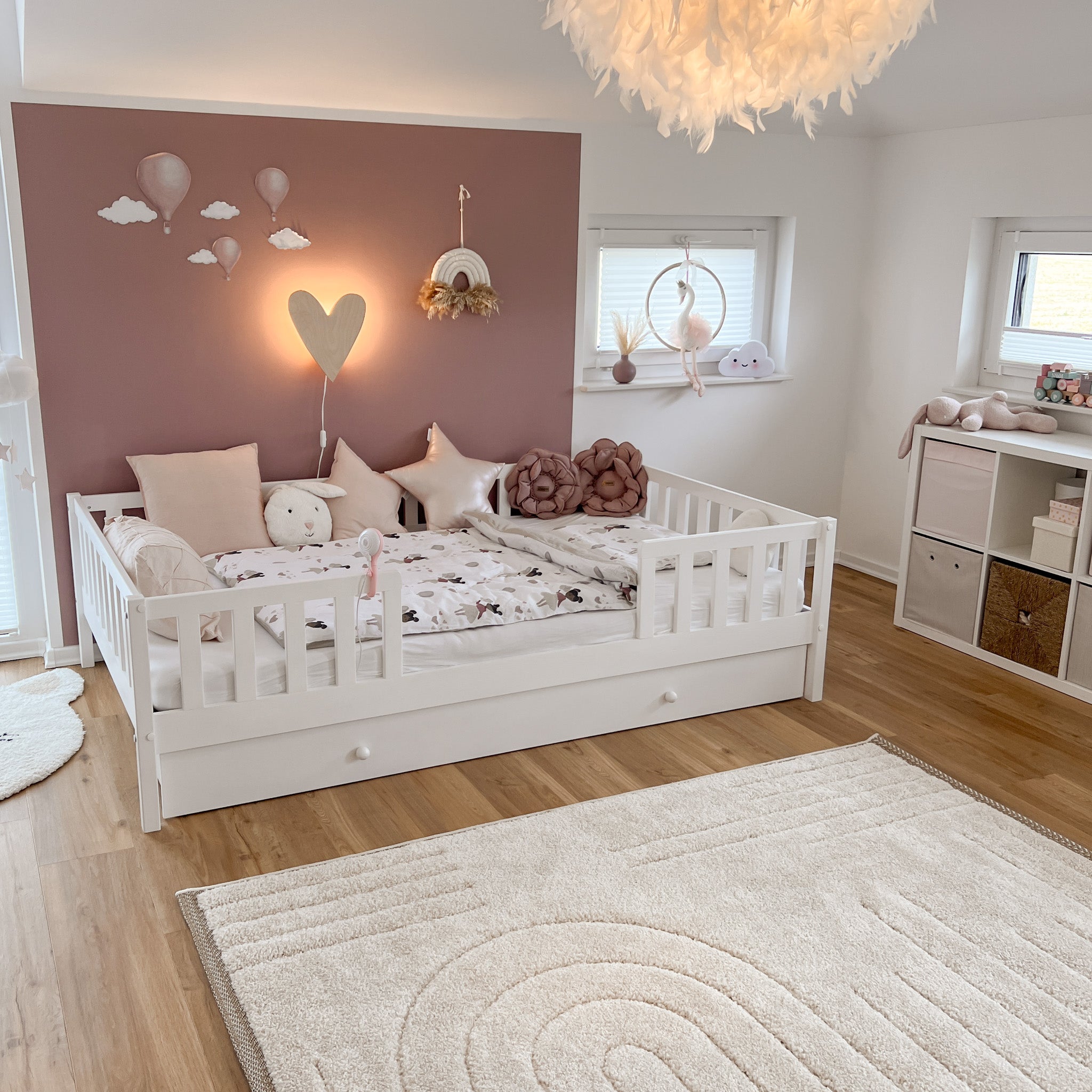 Love Heart - Wooden Children's Wall Lamp - Natural Timber