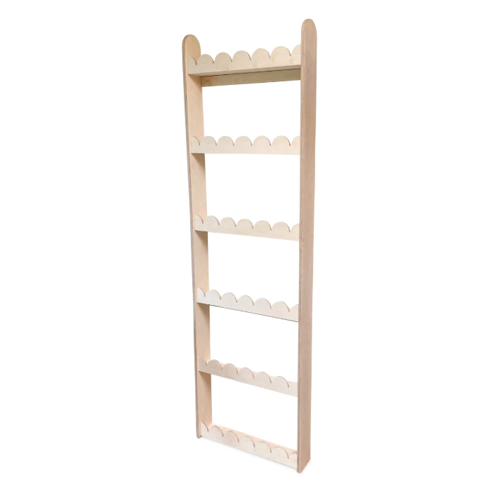 Bubble Bookshelf - 6 Tier Scalloped Shelf - Natural Timber