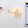 Helicopter- Wooden Children's Wall Lamp- Natural Timber