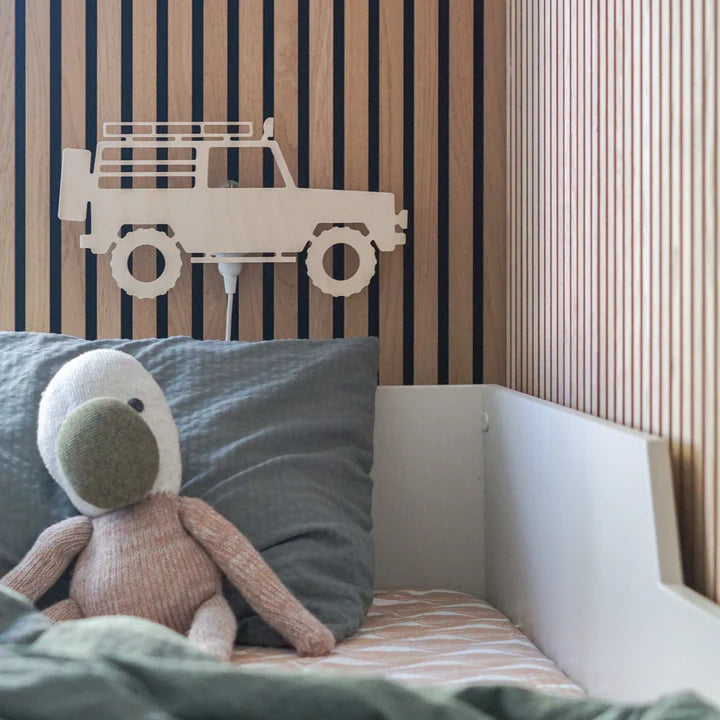 Jeep - Wooden Children's Wall Lamp- Natural Timber