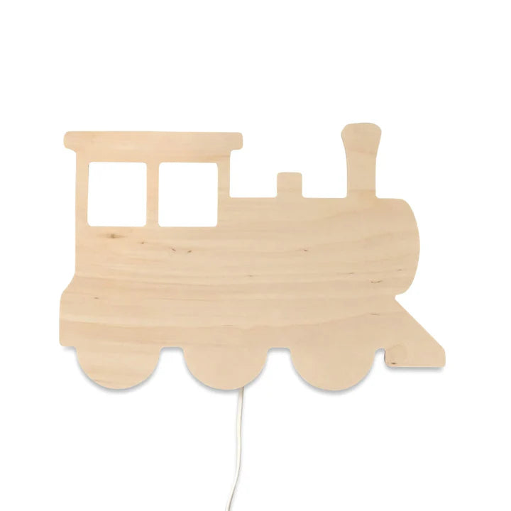 Train- Wooden Children's Wall Lamp- Natural Timber