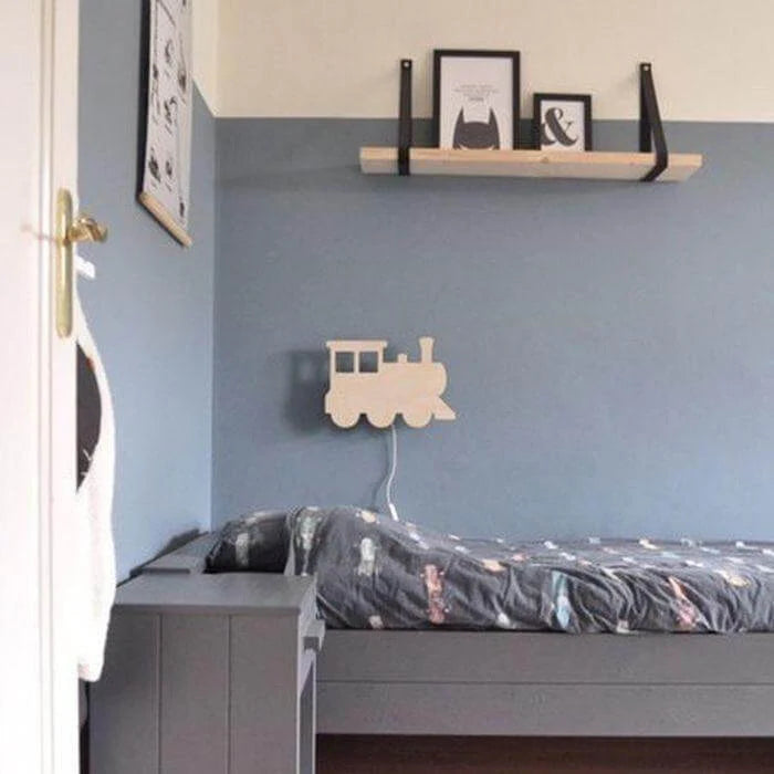 Train- Wooden Children's Wall Lamp- Natural Timber