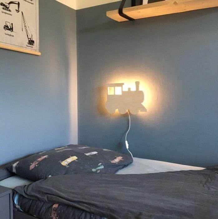 Train- Wooden Children's Wall Lamp- Natural Timber