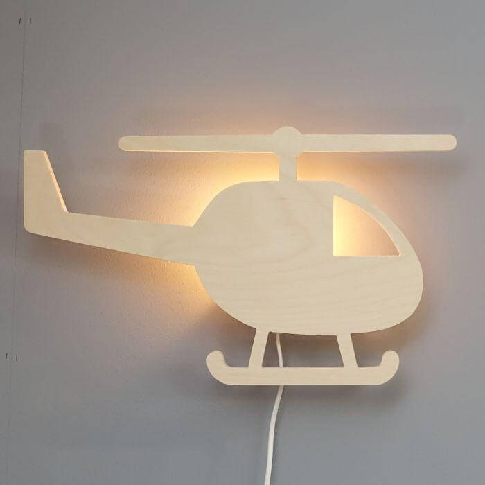 Wooden children’s room wall lamp | Helicopter - toddie.com