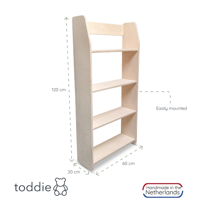 Montessori book wall cabinet children's room | 4 shelves - natural